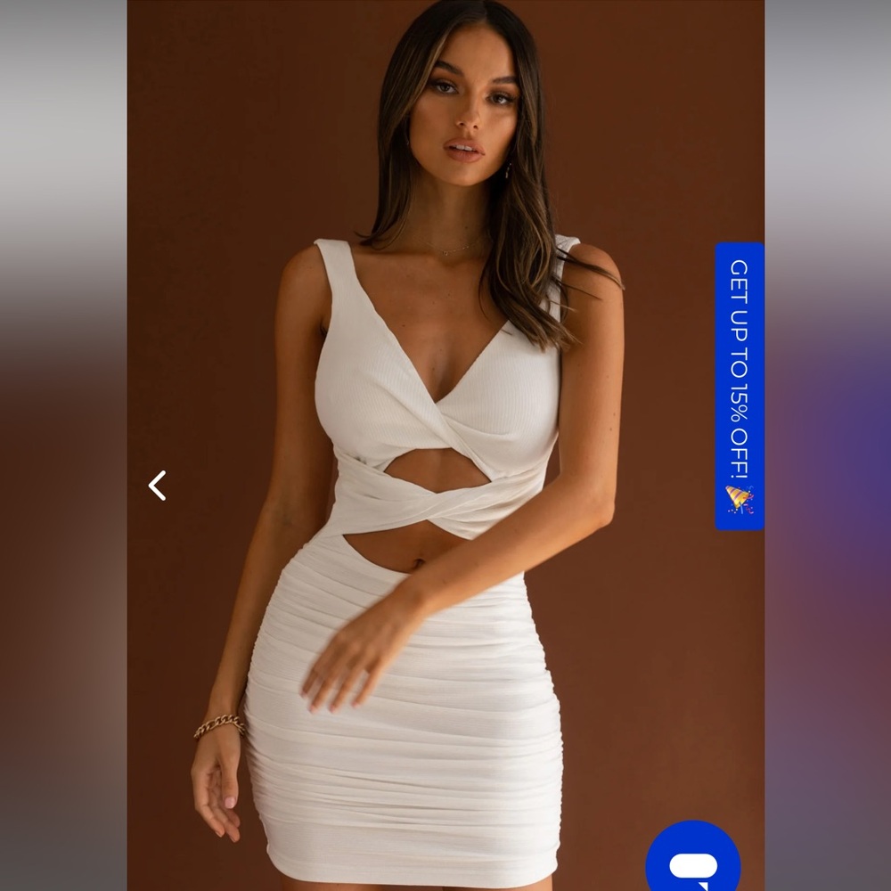 Selfie Leslie Laken Cut Out Bodice Ruched Mini Dress